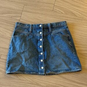 Madewell Button Up Blue Denim Mini Skirt